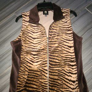 Animal print zip up vest